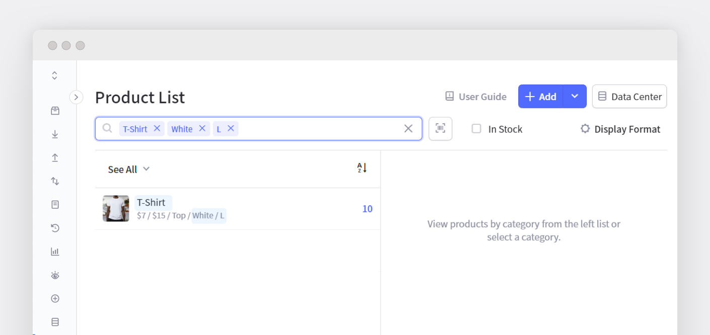 Product List search function in BoxHero