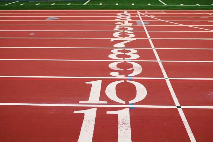 Starting line of a running track.